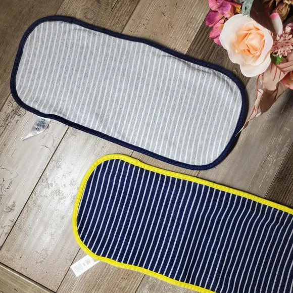 Carter's One Size Baby Burp Cloth Bundle Blue Gray Yellow Striped EUC - Picture 5 of 11